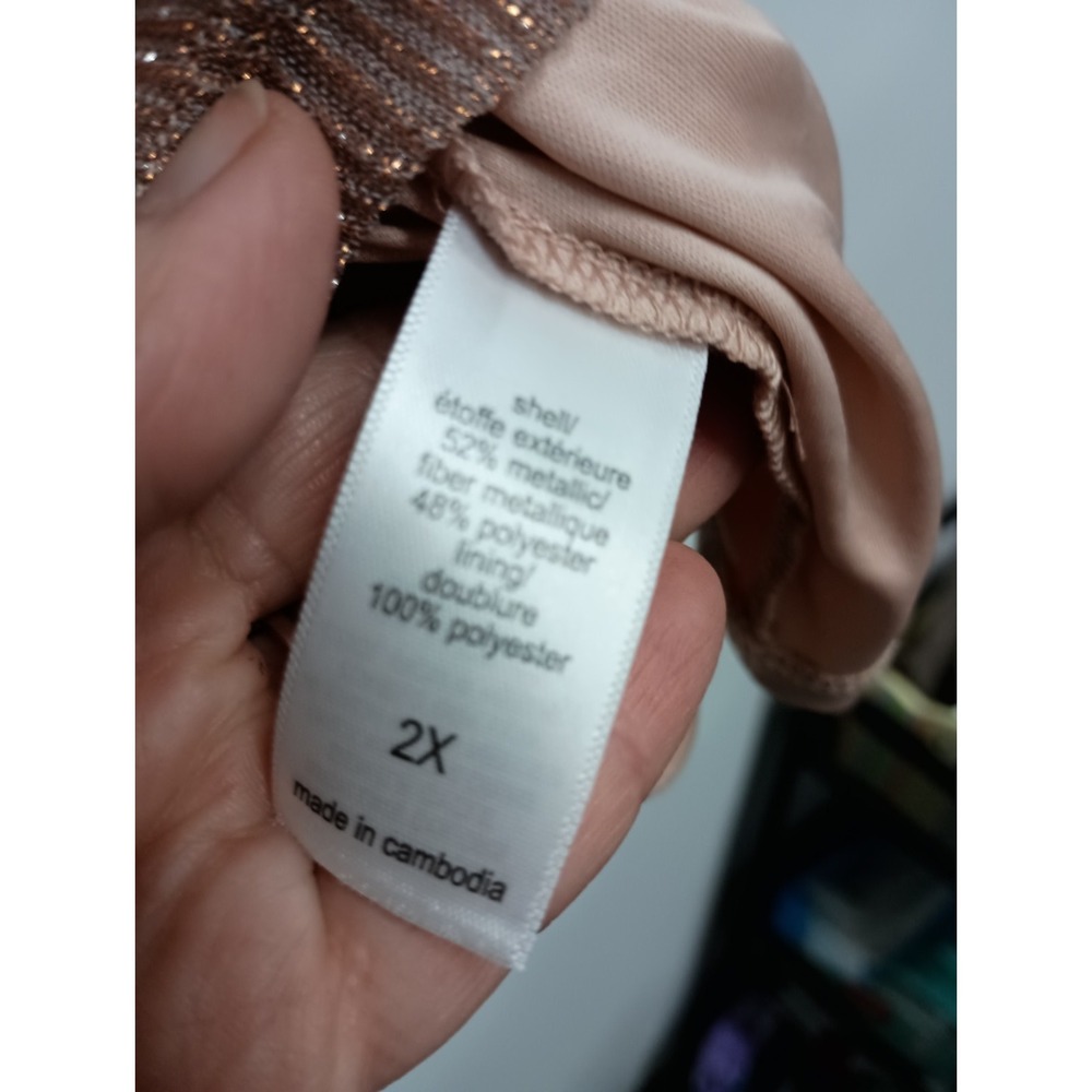 Maurices Top Womens Sz 2X Beige Metallic BOHO Fairy Romantic Balloon Sleeve New - Picture 8 of 12